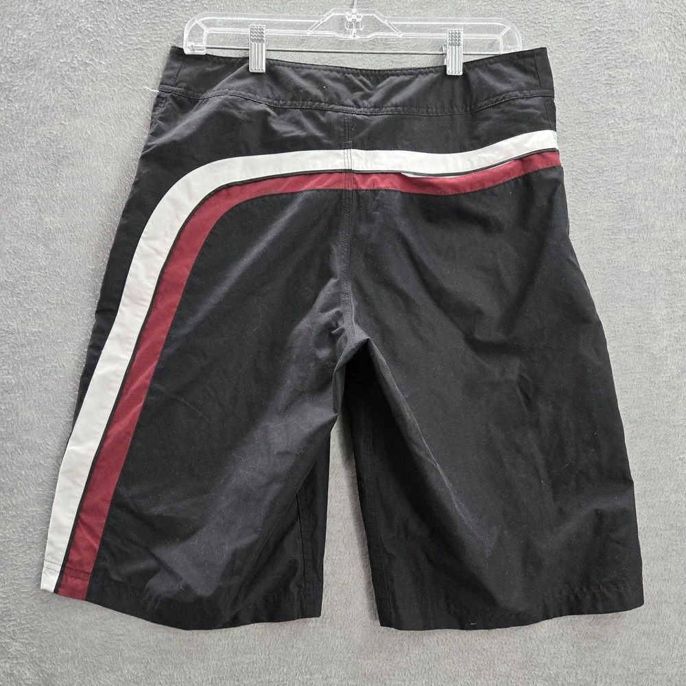 Speedo Men Swimwear 32‎ Black Board Shorts Colorblock Activewear Logo